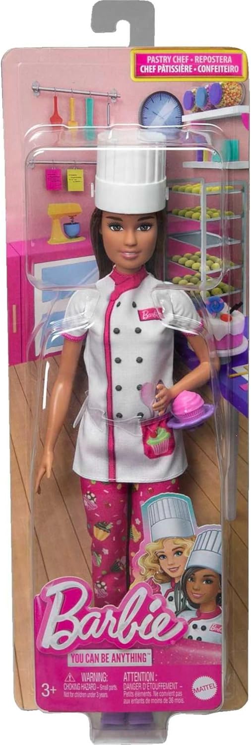 Barbie Doll & Accessories, Career Pastry Chef Doll with Hat, and Cake Slice